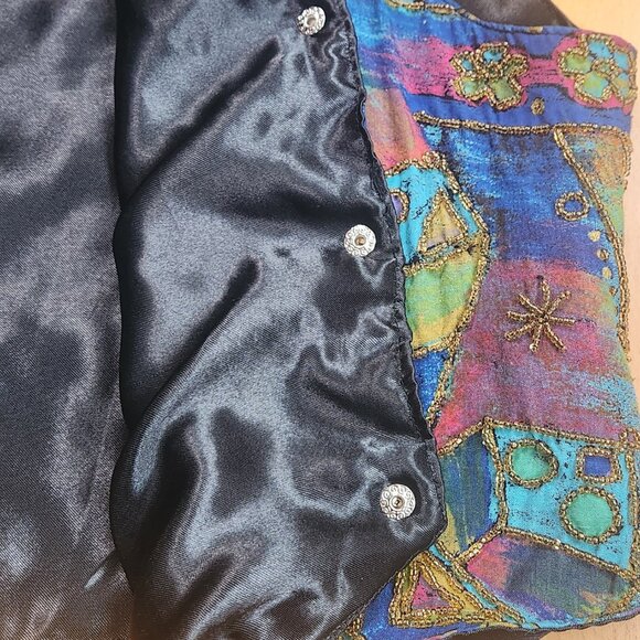 Vintage 90s Daily Planet Beaded Boho Art Vest Size Large - Picture 10 of 16